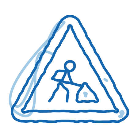 road repair mark sketch icon vector. Hand drawn blue doodle line art road repair mark sign. isolated symbol illustrationのイラスト素材
