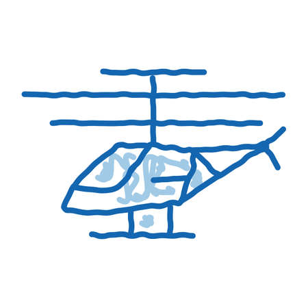 drone helicopter sketch icon vector. Hand drawn blue doodle line art drone helicopter sign. isolated symbol illustrationのイラスト素材