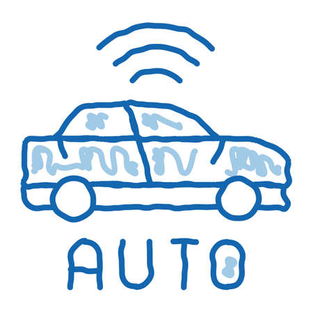 electro auto car sketch icon vector. Hand drawn blue doodle line art electro auto car sign. isolated symbol illustrationのイラスト素材