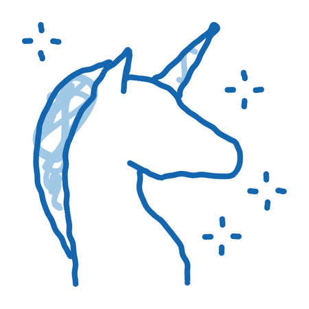 lgbt unicorn sketch icon vector. Hand drawn blue doodle line art lgbt unicorn sign. isolated symbol illustrationのイラスト素材
