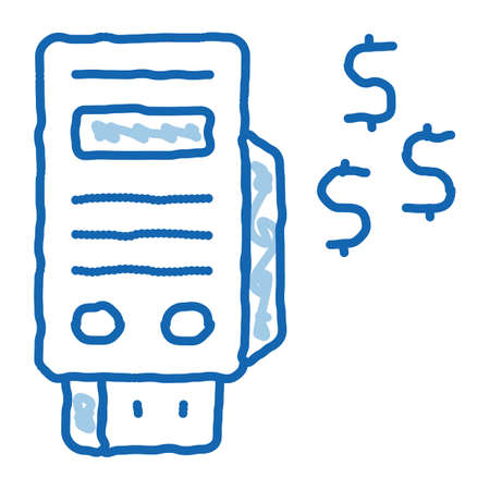 pos terminal payment sketch icon vector. Hand drawn blue doodle line art pos terminal payment sign. isolated symbol illustrationのイラスト素材