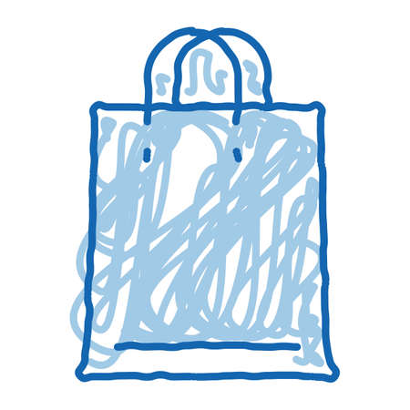 webshop bag sketch icon vector. Hand drawn blue doodle line art webshop bag sign. isolated symbol illustrationのイラスト素材
