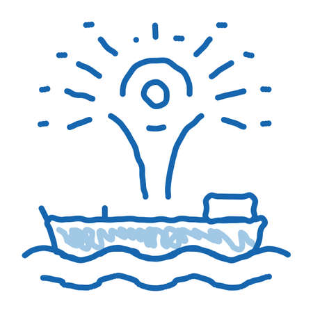 firework sparkle on boat sketch icon vector. Hand drawn blue doodle line art firework sparkle on boat sign. isolated symbol illustrationのイラスト素材