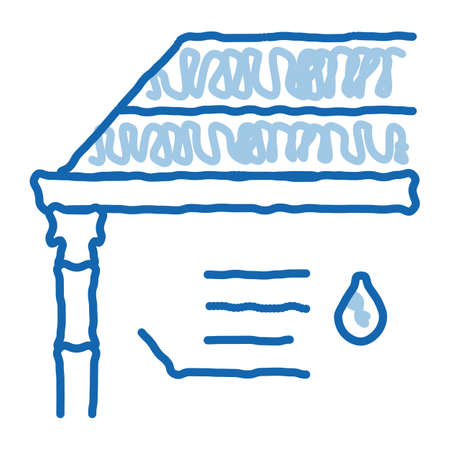 roof gutter system sketch icon vector. Hand drawn blue doodle line art roof gutter system sign. isolated symbol illustrationのイラスト素材