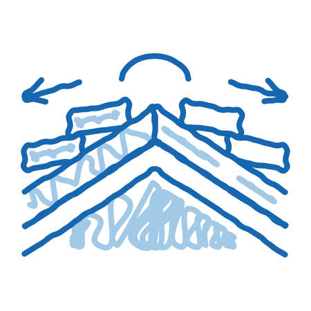 roof ceramic tile scheme sketch icon vector. Hand drawn blue doodle line art roof ceramic tile scheme sign. isolated symbol illustrationのイラスト素材