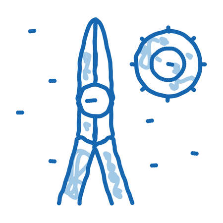 nail tool with infection sketch icon vector. Hand drawn blue doodle line art nail tool with infection sign. isolated symbol illustrationのイラスト素材