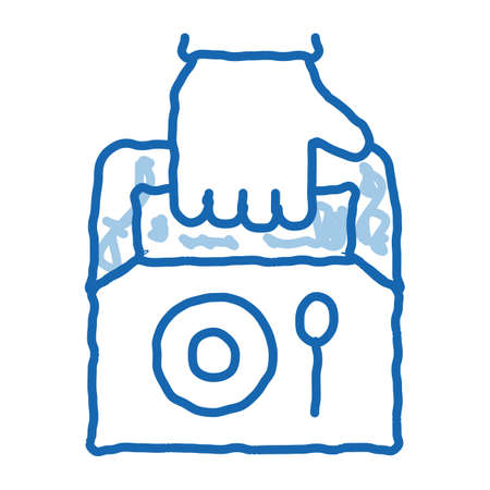 food container delivery sketch icon vector. Hand drawn blue doodle line art food container delivery sign. isolated symbol illustrationのイラスト素材