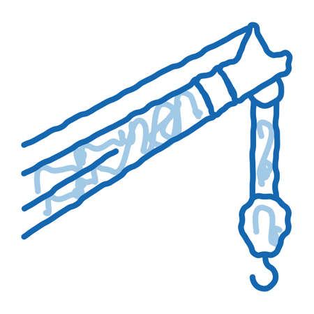 crane machine hook sketch icon vector. Hand drawn blue doodle line art crane machine hook sign. isolated symbol illustrationのイラスト素材