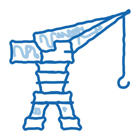 harbor crane sketch icon vector. Hand drawn blue doodle line art harbor crane sign. isolated symbol illustrationのイラスト素材