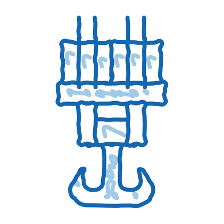 steel hook sketch icon vector. Hand drawn blue doodle line art steel hook sign. isolated symbol illustrationのイラスト素材