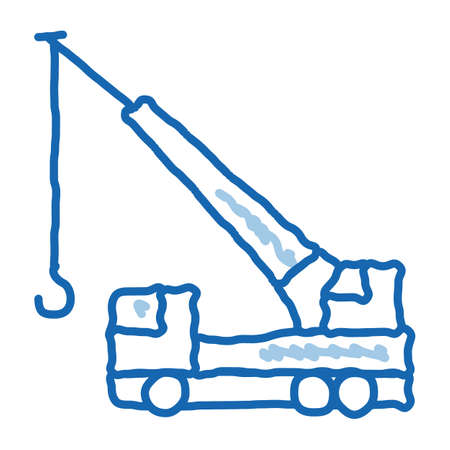crane hydraulic equipment sketch icon vector. Hand drawn blue doodle line art crane hydraulic equipment sign. isolated symbol illustrationのイラスト素材