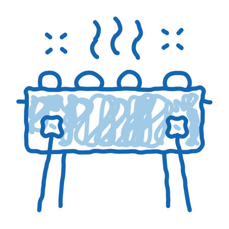 bbq brazier sketch icon vector. Hand drawn blue doodle line art bbq brazier sign. isolated symbol illustrationのイラスト素材