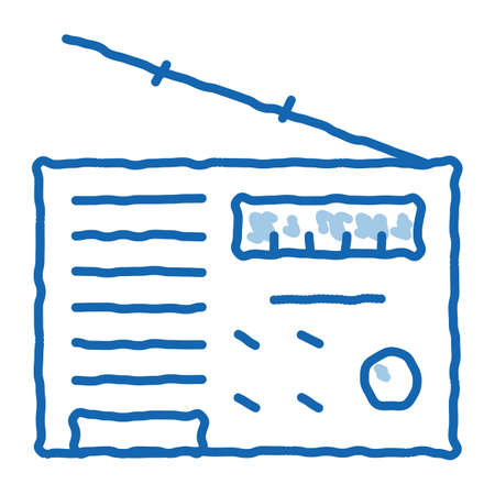 radio device sketch icon vector. Hand drawn blue doodle line art radio device sign. isolated symbol illustrationのイラスト素材