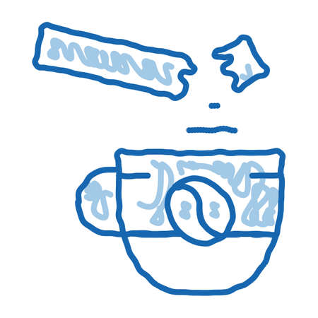 coffee with sugar sketch icon vector. Hand drawn blue doodle line art coffee with sugar sign. isolated symbol illustrationのイラスト素材