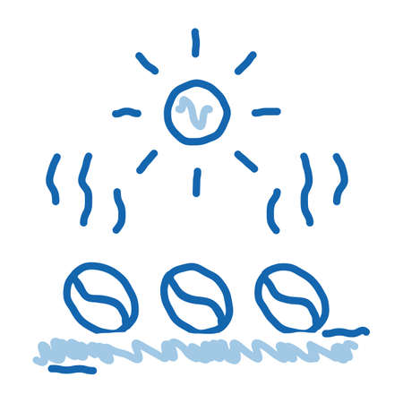 coffee beans heating sketch icon vector. Hand drawn blue doodle line art coffee beans heating sign. isolated symbol illustrationのイラスト素材