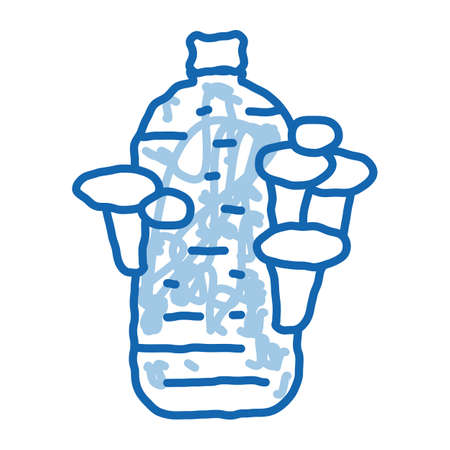 growing mushroom from bag sketch icon vector. Hand drawn blue doodle line art growing mushroom from bag sign. isolated symbol illustrationのイラスト素材