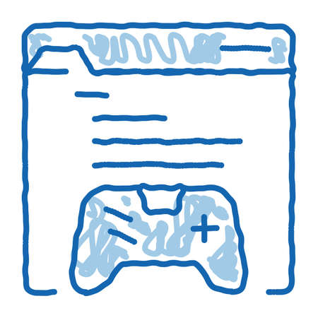 internet game sketch icon vector. Hand drawn blue doodle line art internet game sign. isolated symbol illustrationのイラスト素材