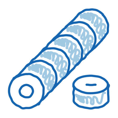 sushi roll cooking sketch icon vector. Hand drawn blue doodle line art sushi roll cooking sign. isolated symbol illustrationのイラスト素材