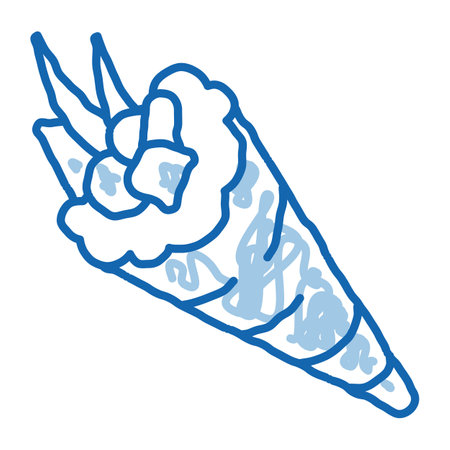 sushi roll food sketch icon vector. Hand drawn blue doodle line art sushi roll food sign. isolated symbol illustrationのイラスト素材