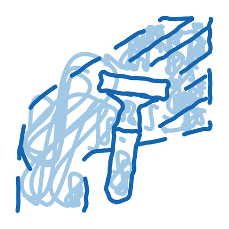 shaving legs with razor sketch icon vector. Hand drawn blue doodle line art shaving legs with razor sign. isolated symbol illustrationのイラスト素材