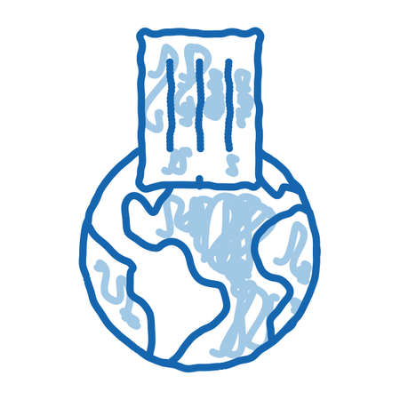 company building location sketch icon vector. Hand drawn blue doodle line art company building location sign. isolated symbol illustrationのイラスト素材