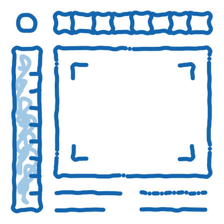 picture size frame sketch icon vector. Hand drawn blue doodle line art picture size frame sign. isolated symbol illustrationのイラスト素材