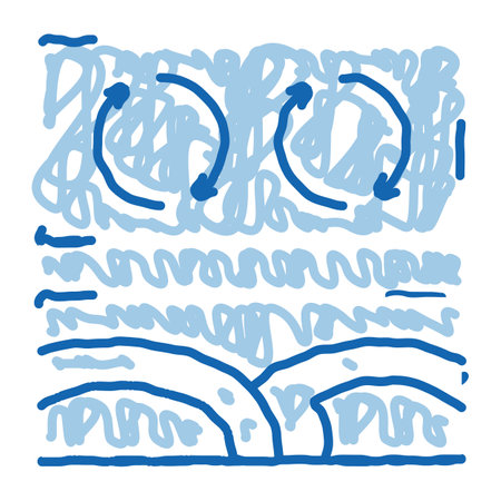natural thermal circulation sketch icon vector. Hand drawn blue doodle line art natural thermal circulation sign. isolated symbol illustrationのイラスト素材