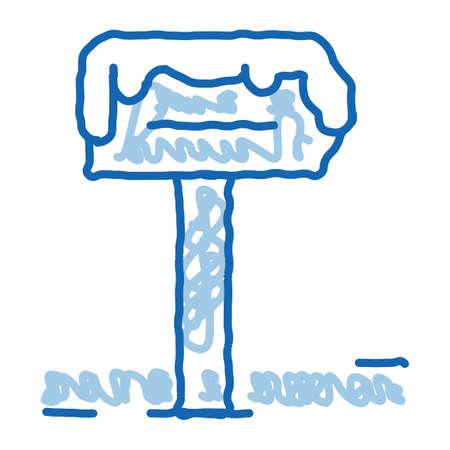 snowy nameplate sketch icon vector. Hand drawn blue doodle line art snowy nameplate sign. isolated symbol illustrationのイラスト素材