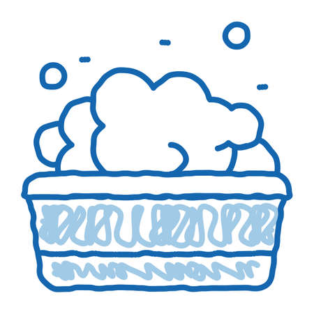 bath with foamy water sketch icon vector. Hand drawn blue doodle line art bath with foamy water sign. isolated symbol illustrationのイラスト素材