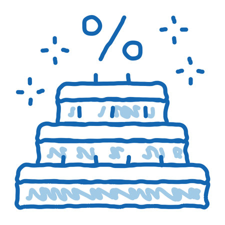 birthday sale discount sketch icon vector. Hand drawn blue doodle line art birthday sale discount...