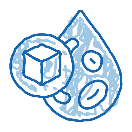 sugar blood diabetes sketch icon vector. Hand drawn blue doodle line art sugar blood diabetes sign. isolated symbol illustrationのイラスト素材