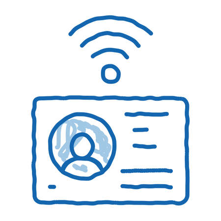 electronic identity document sketch icon vector. Hand drawn blue doodle line art electronic identity document sign. isolated symbol illustrationのイラスト素材
