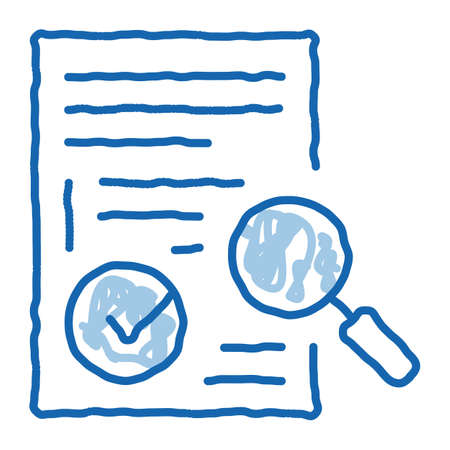 researching and approve license sketch icon vector. Hand drawn blue doodle line art researching and approve license sign. isolated symbol illustrationのイラスト素材