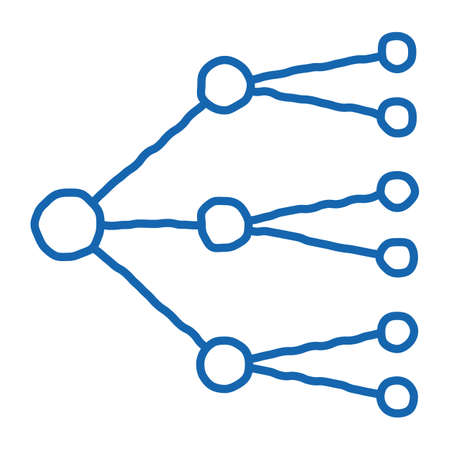 neural network sketch icon vector. Hand drawn blue doodle line art neural network sign. isolated symbol illustrationのイラスト素材