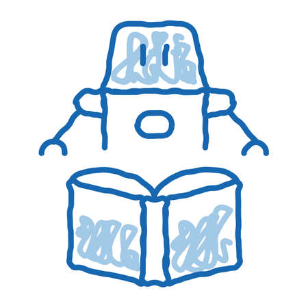 robot automatic solution sketch icon vector. Hand drawn blue doodle line art robot automatic solution sign. isolated symbol illustrationのイラスト素材