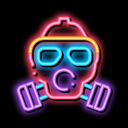 Safe Life Gaz Dirty Air Mask neon light sign vector. Glowing bright icon transparent symbol illustrationのイラスト素材