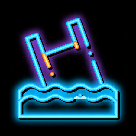 Bag Junk Flotsam In Ocean neon light sign vector. Glowing bright icon transparent symbol illustrationのイラスト素材