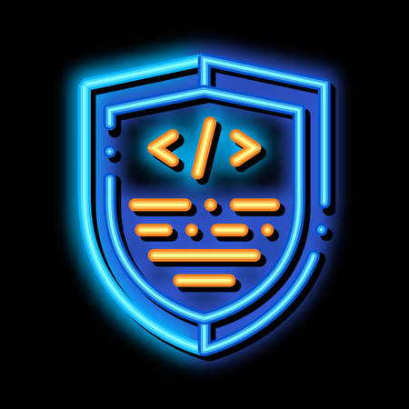 Coding Antivirus Program neon light sign vector. Glowing bright icon transparent symbol illustrationのイラスト素材
