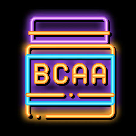 Bcaa Bottle Sport Nutrition neon light sign vector. Glowing bright icon transparent symbol illustrationのイラスト素材
