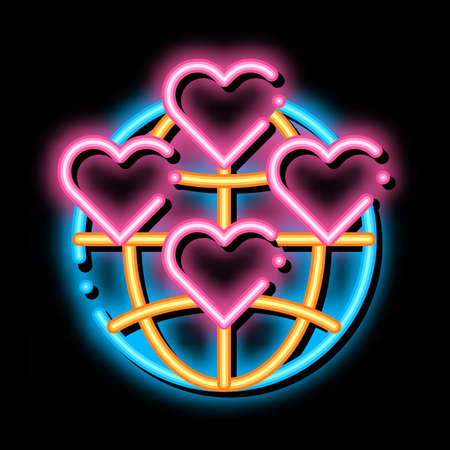 Universe Volunteers Support neon light sign vector. Glowing bright icon transparent symbol illustrationのイラスト素材