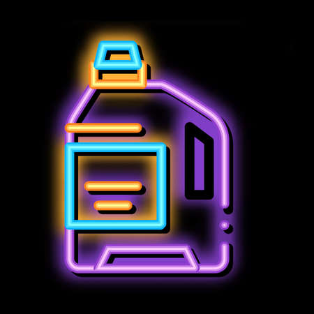 Laundry Service Washing Liquid Bottle neon light sign vector. Glowing bright icon transparent symbol illustrationのイラスト素材