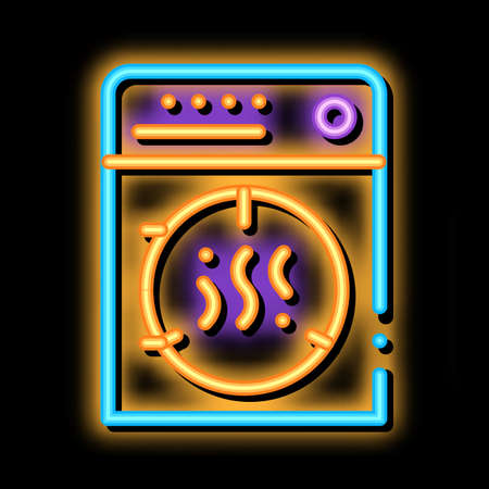 Laundry Service Dry Machine neon light sign vector. Glowing bright icon transparent symbol illustrationのイラスト素材