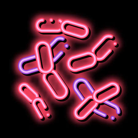 Biology Micro Bacteria neon light sign vector. Glowing bright icon transparent symbol illustrationのイラスト素材