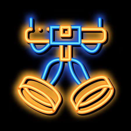 Harness Alpinism Hooking Device Tool neon light sign vector. Glowing bright icon transparent symbol illustrationのイラスト素材