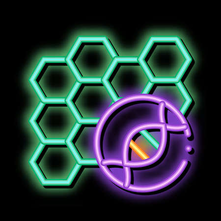 Molecular Nanobiotechnology Biomaterial neon light sign vector. Glowing bright icon transparent symbol illustrationのイラスト素材