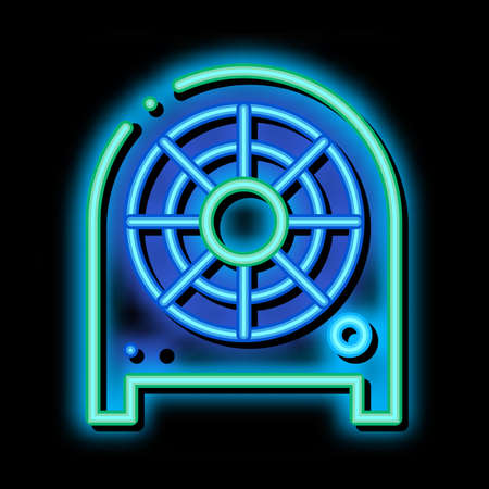 Electronic Fan Heater Heating Equipment neon light sign vector. Glowing bright icon transparent symbol illustrationのイラスト素材