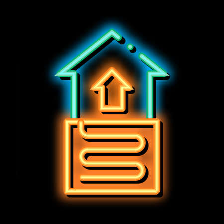 House Room Floor Heating Equipment neon light sign vector. Glowing bright icon transparent symbol illustrationのイラスト素材
