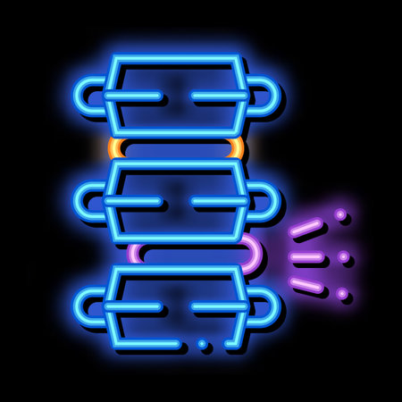 Problem Pain Spinal Column Circular Disc neon light sign vector. Glowing bright icon transparent symbol illustrationのイラスト素材