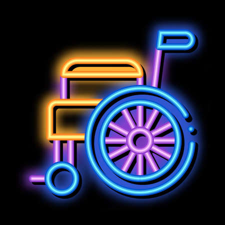 Self-Propelled Wheelchair Equipment neon light sign vector. Glowing bright icon transparent symbol illustrationのイラスト素材