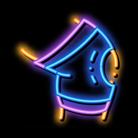 Orthopedic Medical Bandage On Knee neon light sign vector. Glowing bright icon transparent symbol illustrationのイラスト素材
